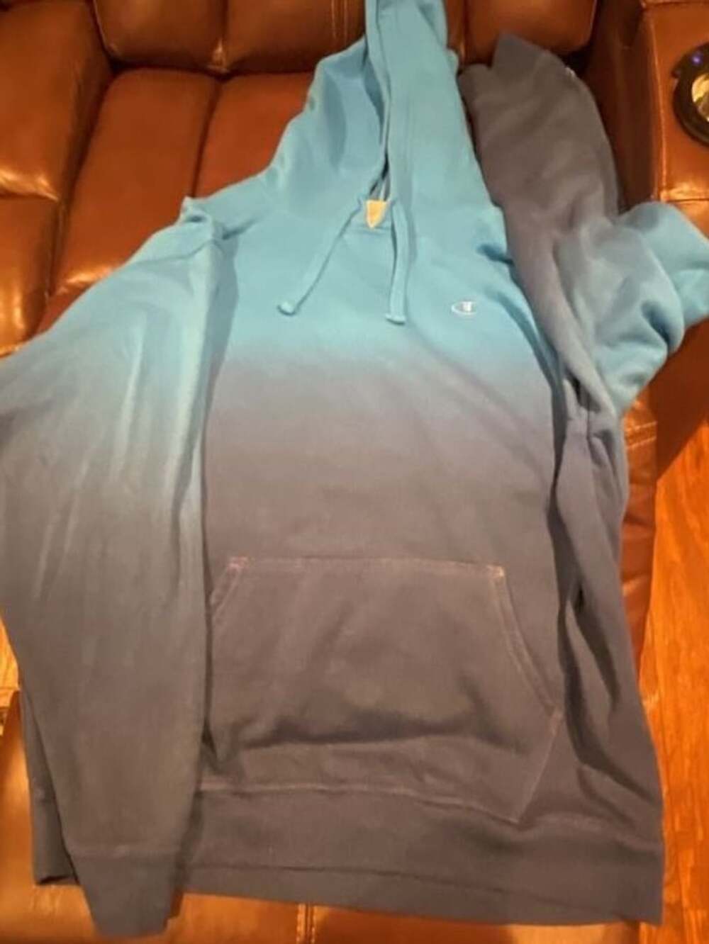 Champion Specialty Dip Dye Ombre Blue Pullover Fleece Hoodie XL